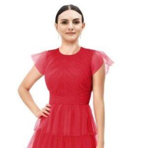 Ruffle tier sheer mesh dress